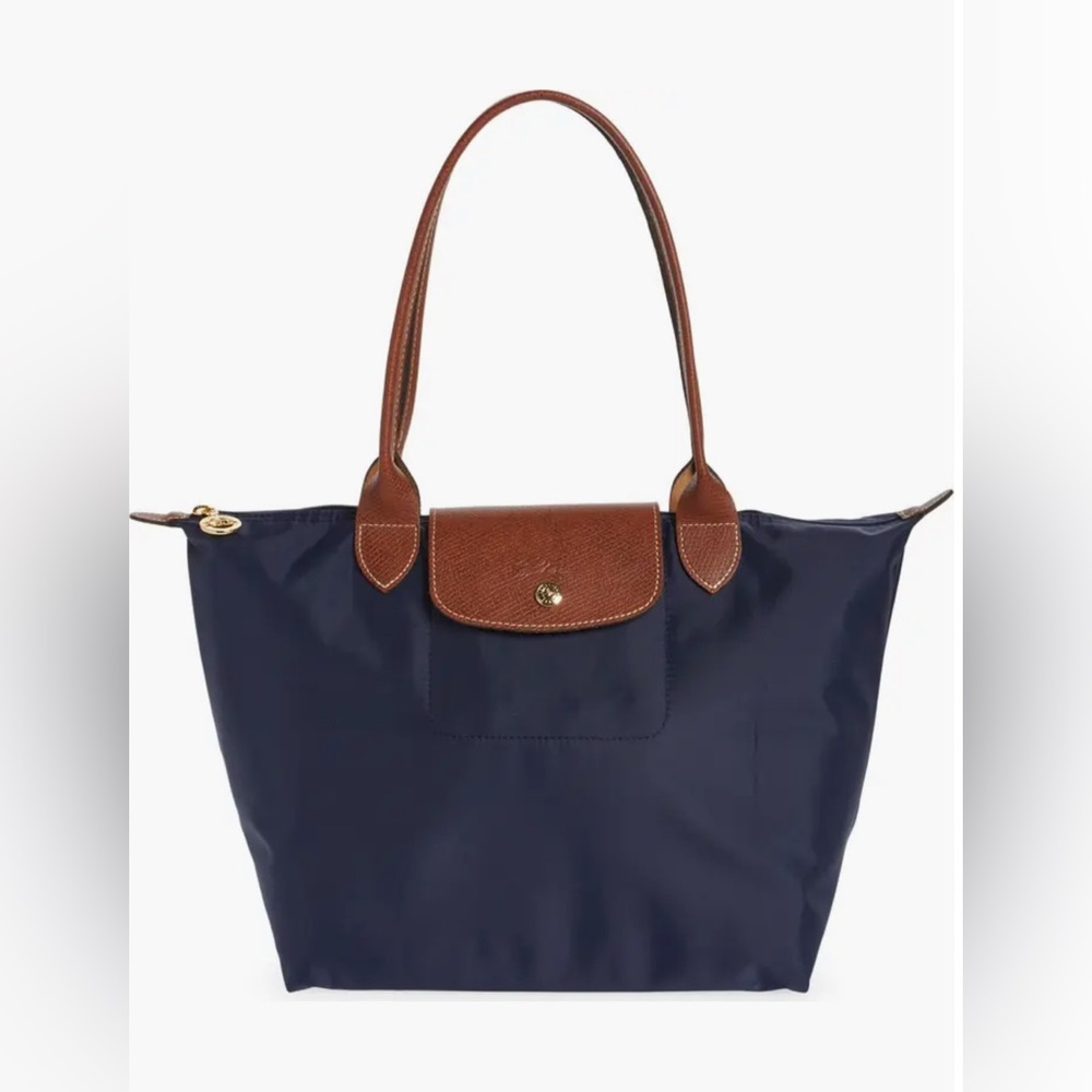 Longchamp Dark Blue and Brown Shoulder Bag
